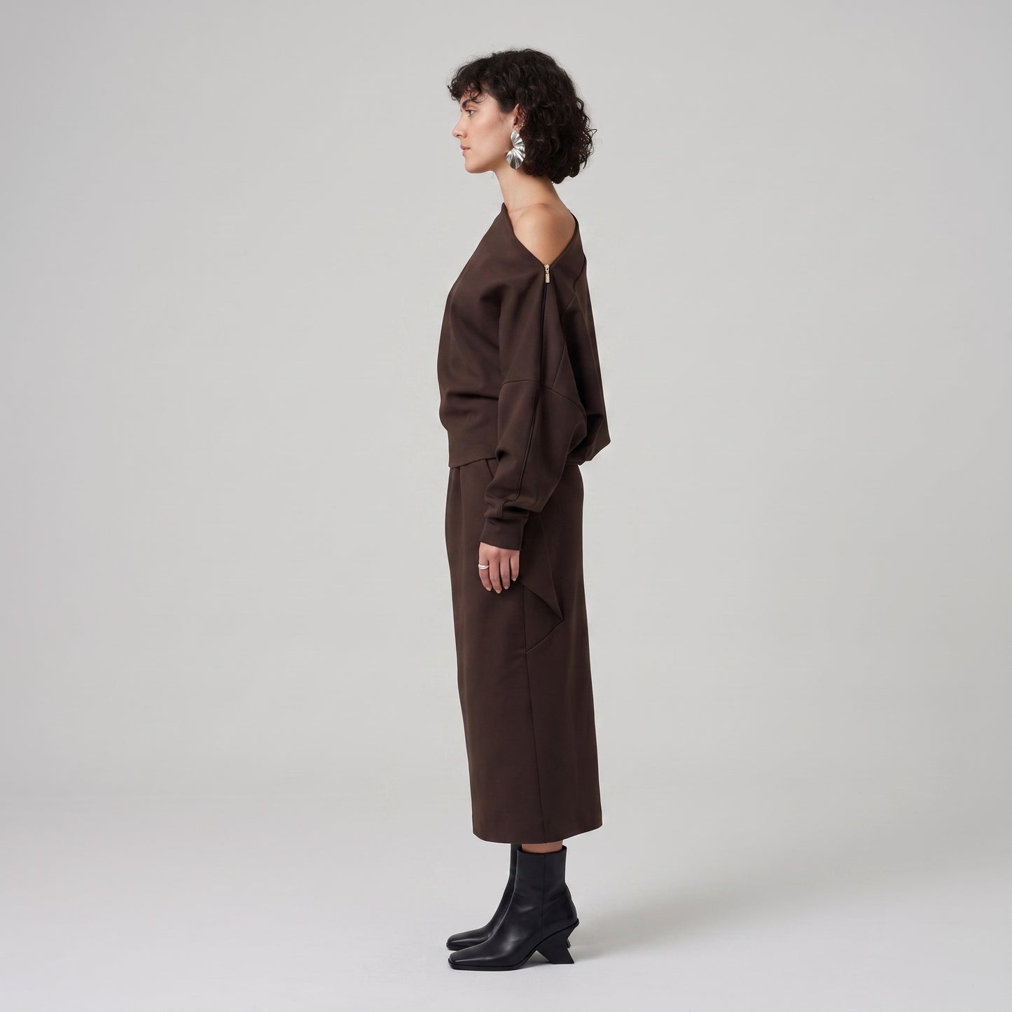 Minimalist Chocolate Boatneck Pullover