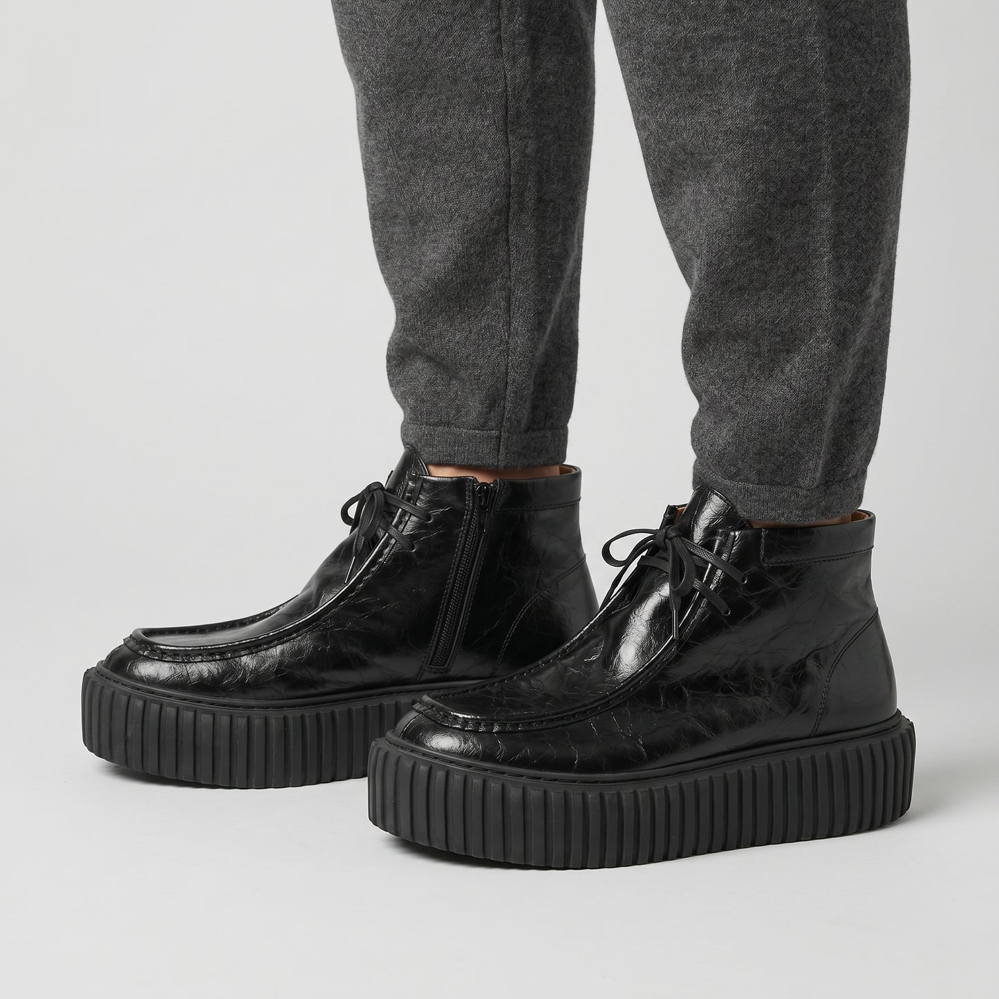 Chunky Leather Platform Boots