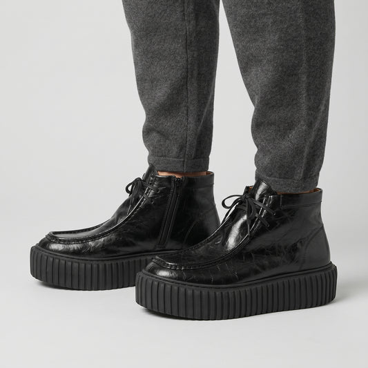 Chunky Leather Platform Boots