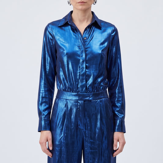 Metallic Cobalt Tailored Jumpsuit
