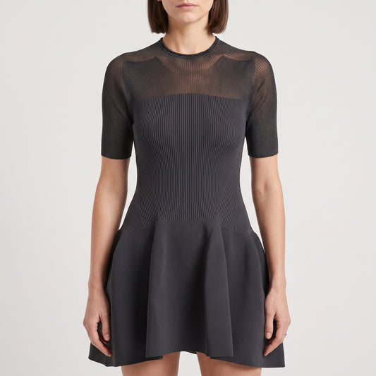 Ribbed Knit Peplum Dress
