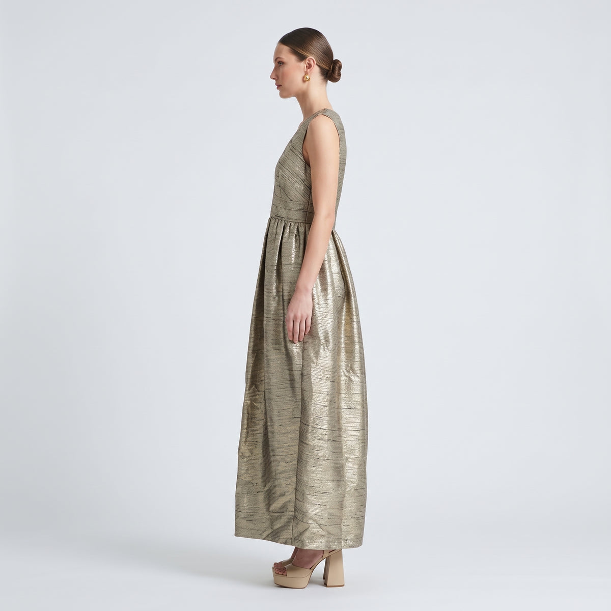 Metallic Textured Fit-and-Flare Dress