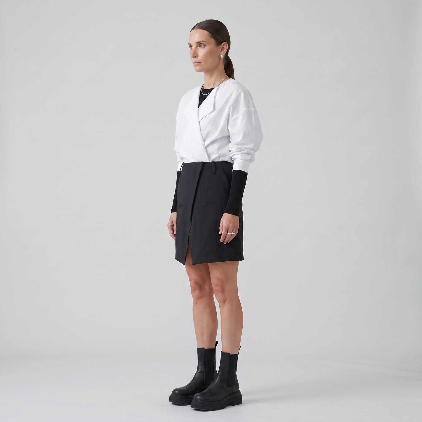 Minimalist Black Asymmetric Skirt