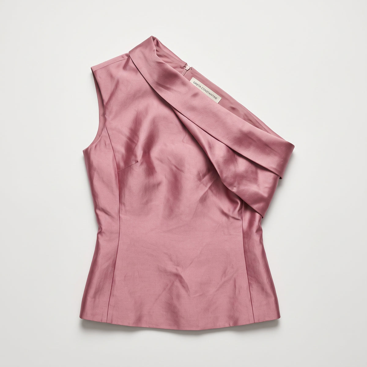 One-Shoulder Satin Sculpted Top