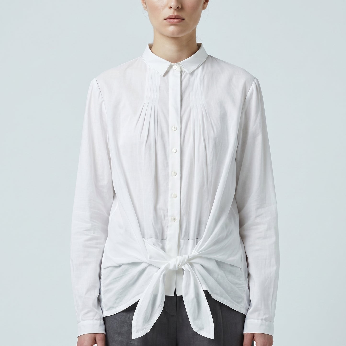 Elegant Tie-Front Cotton Shirt