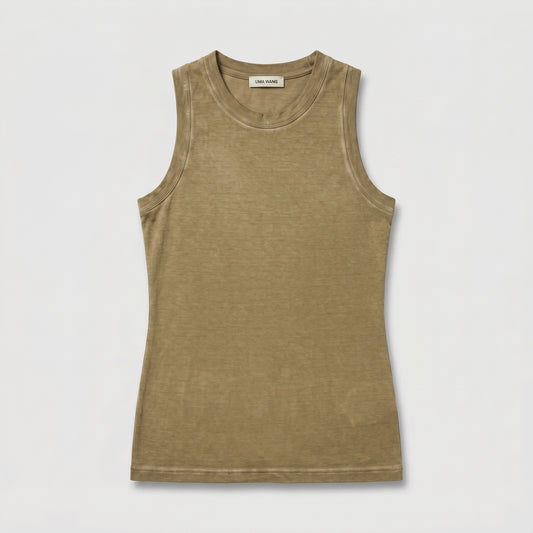 Washed Cotton Ribbed Tank Top