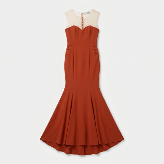 Sheer Yoke Mermaid Gown