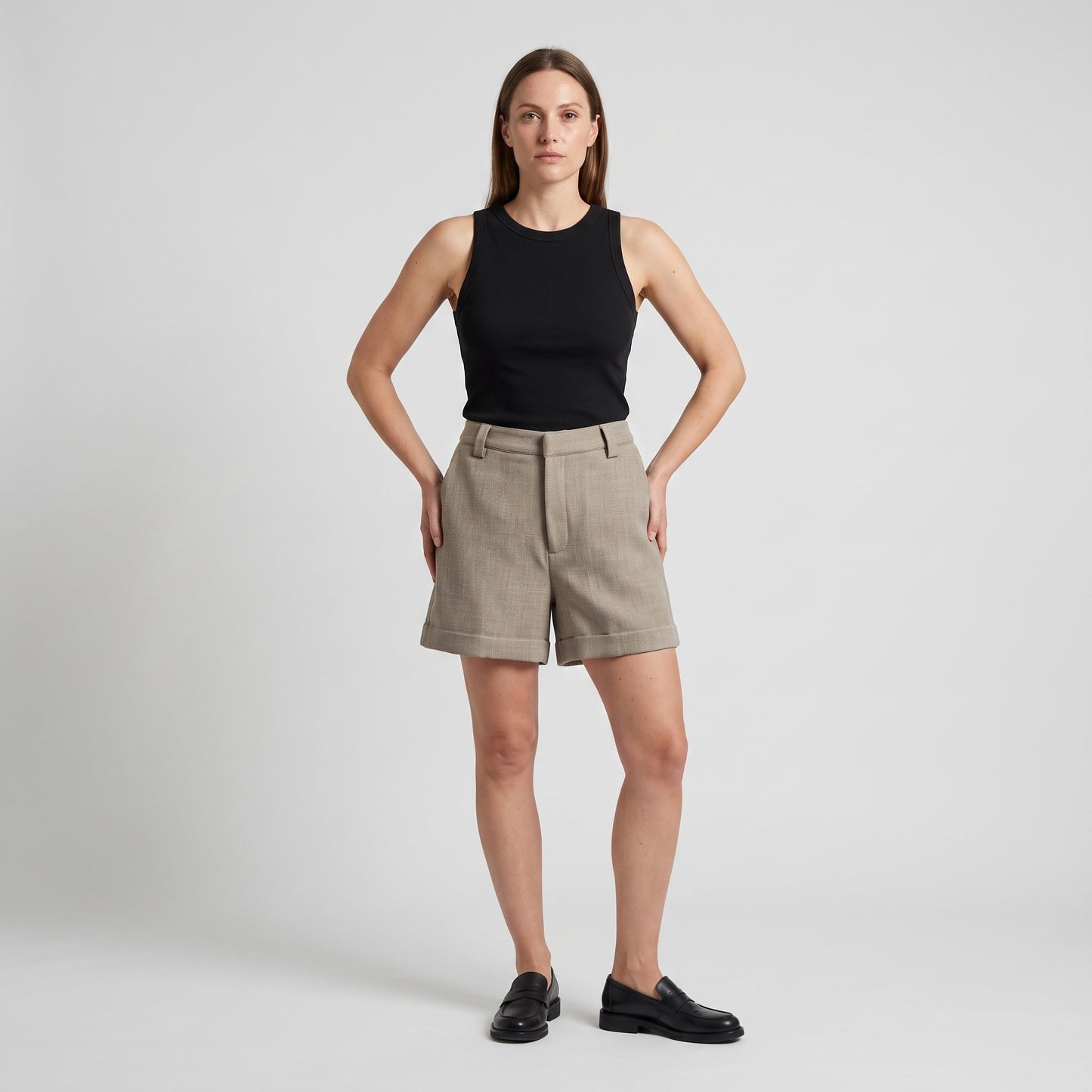 Tailored Beige Linen Shorts