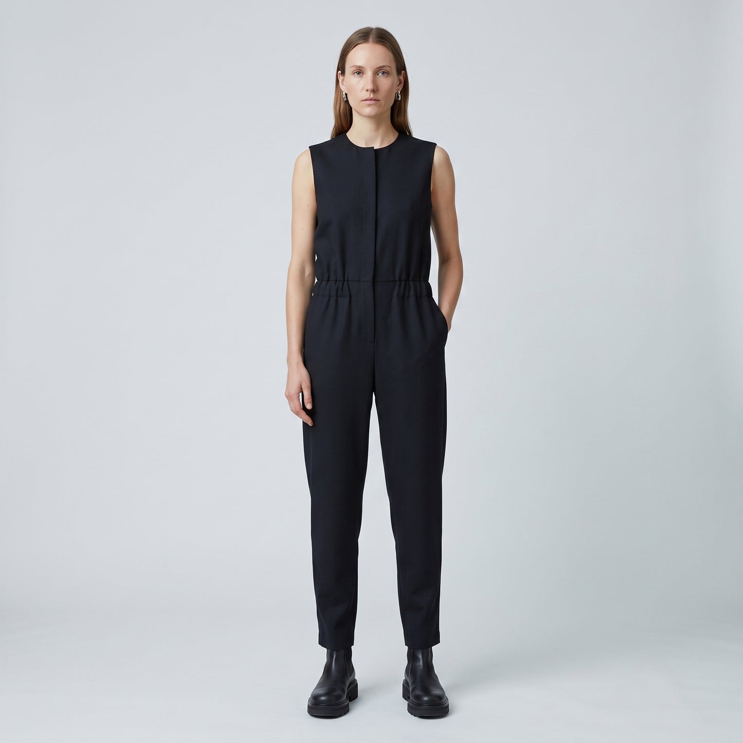 Sleeveless Tailored Black Jumpsuit