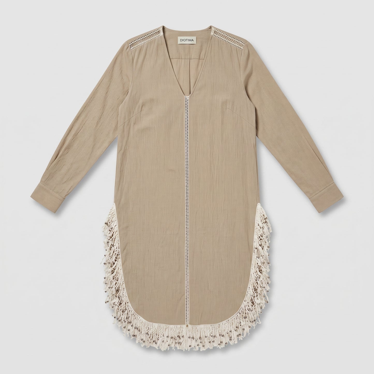 Fringed V-Neck Cotton Tunic