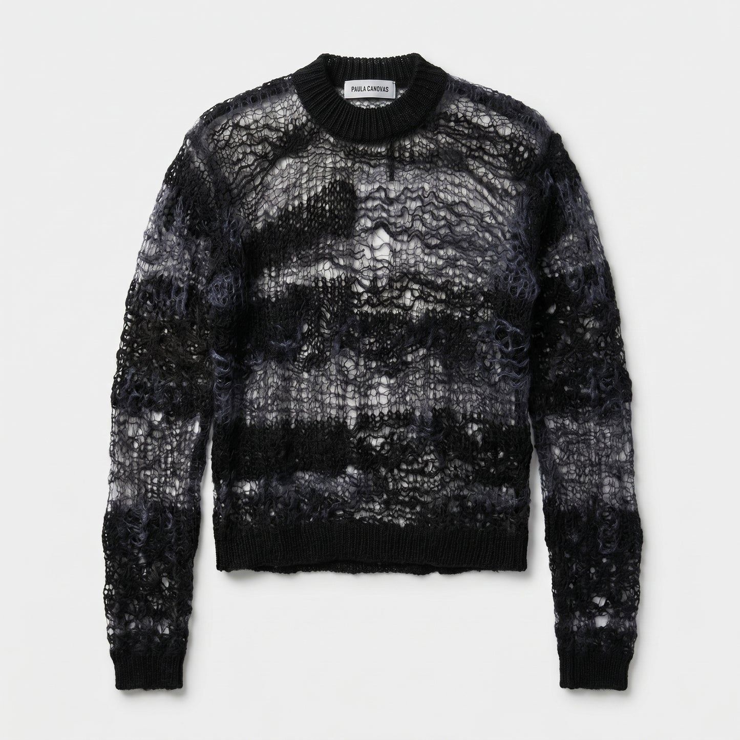 Sheer Textured Striped Knit Sweater