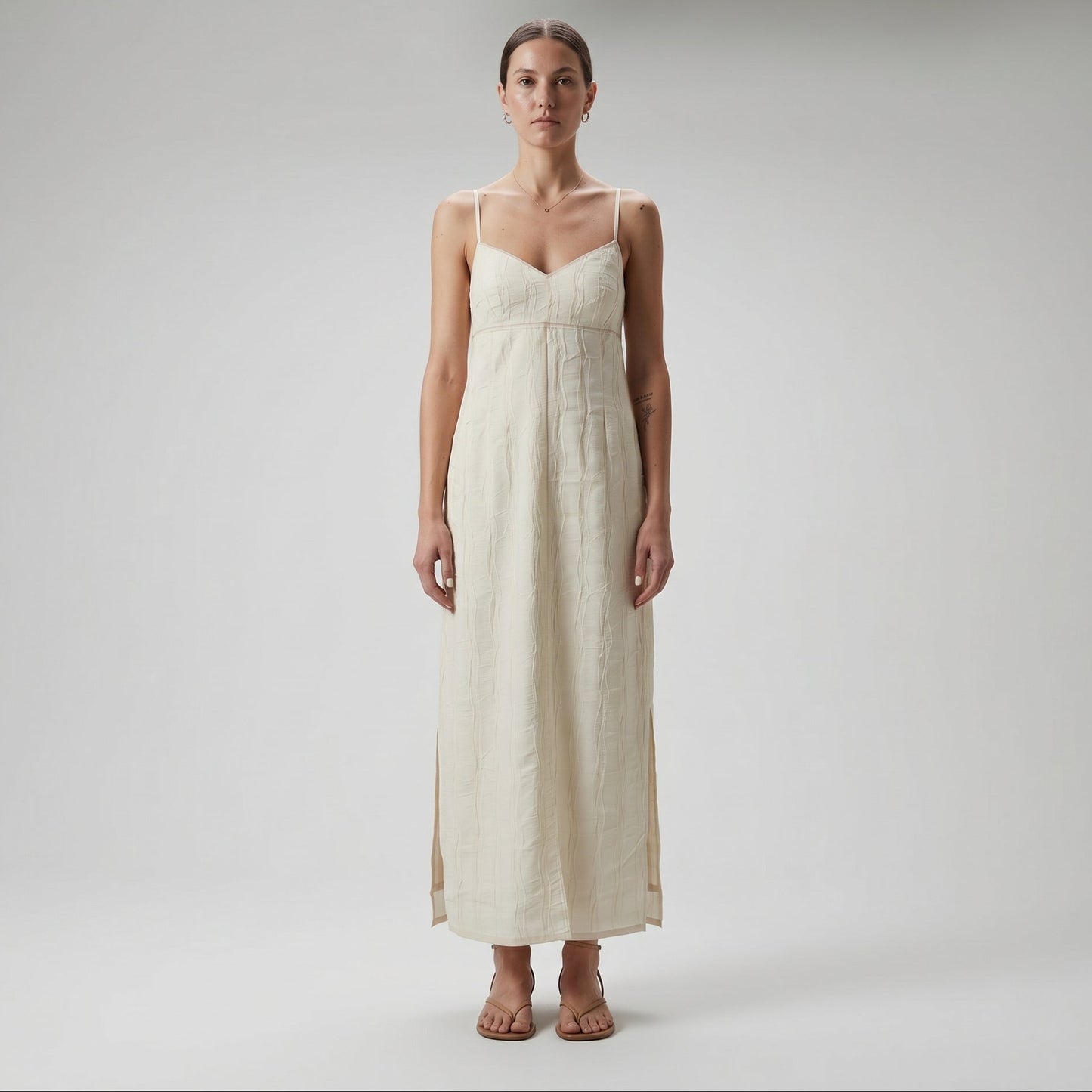 Textured V-Neck Slip Dress