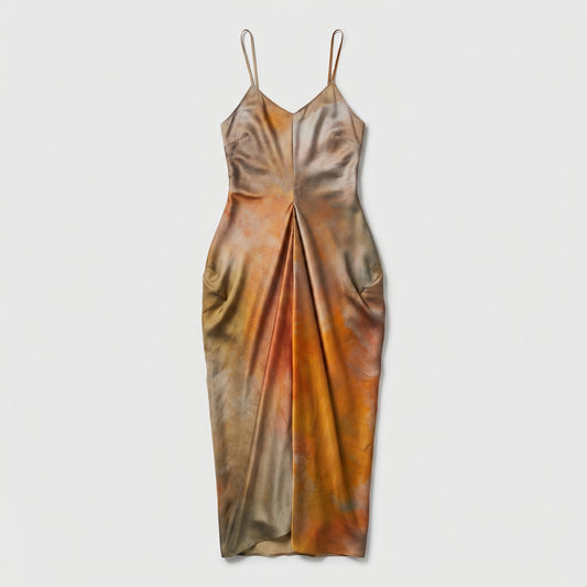 Abstract Print Satin Slip Dress