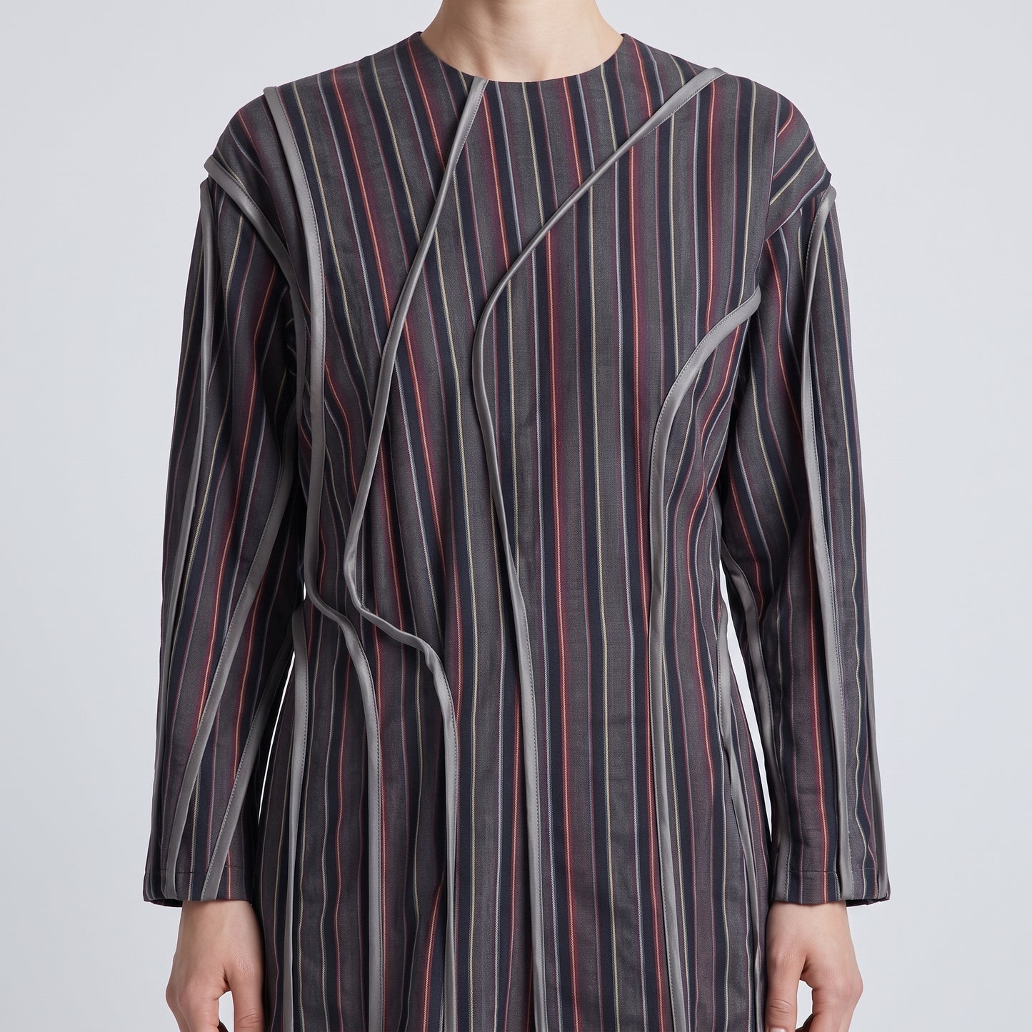 Architectural Striped Midi Dress