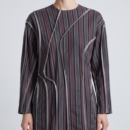 Architectural Striped Midi Dress