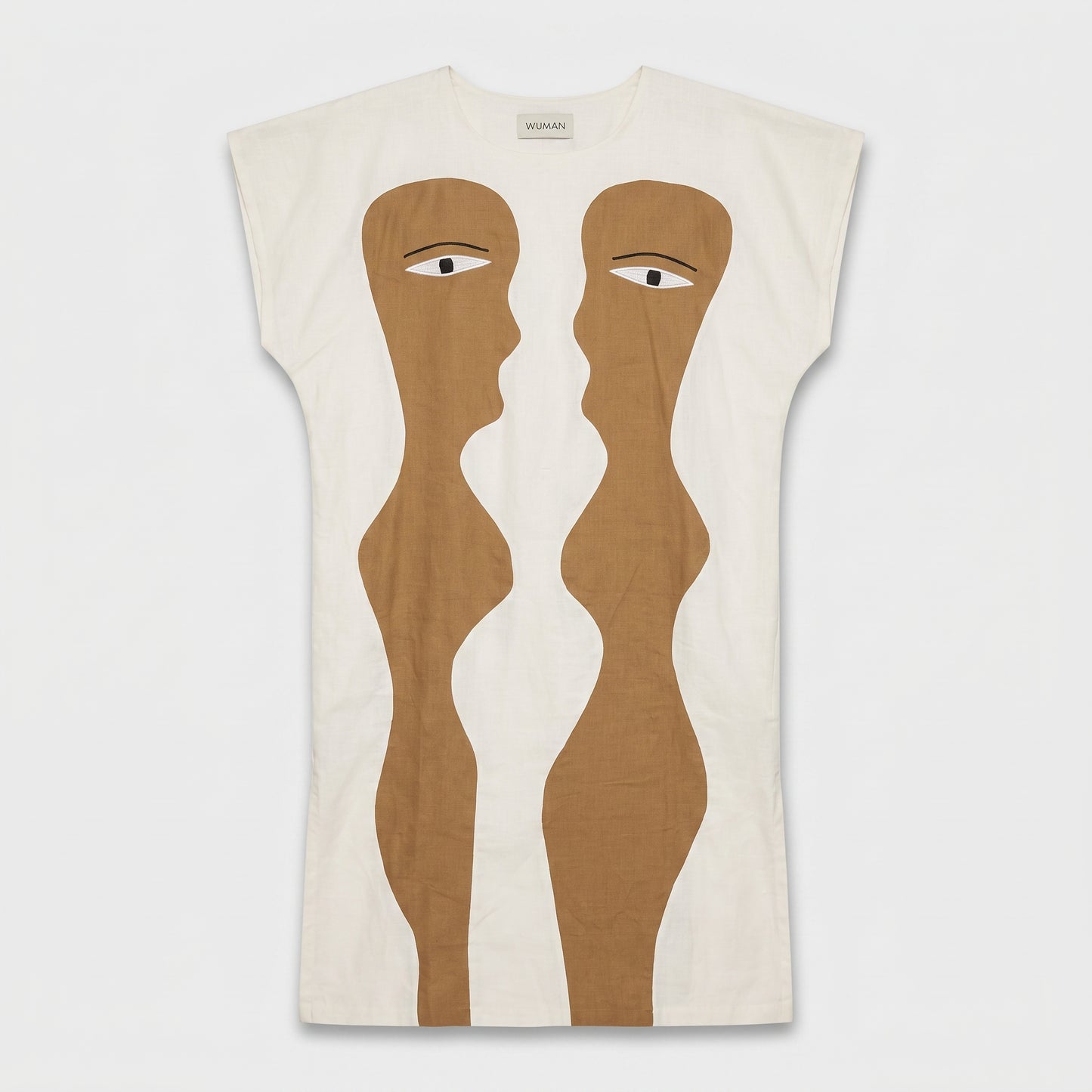 Abstract Figure Print Linen Tunic