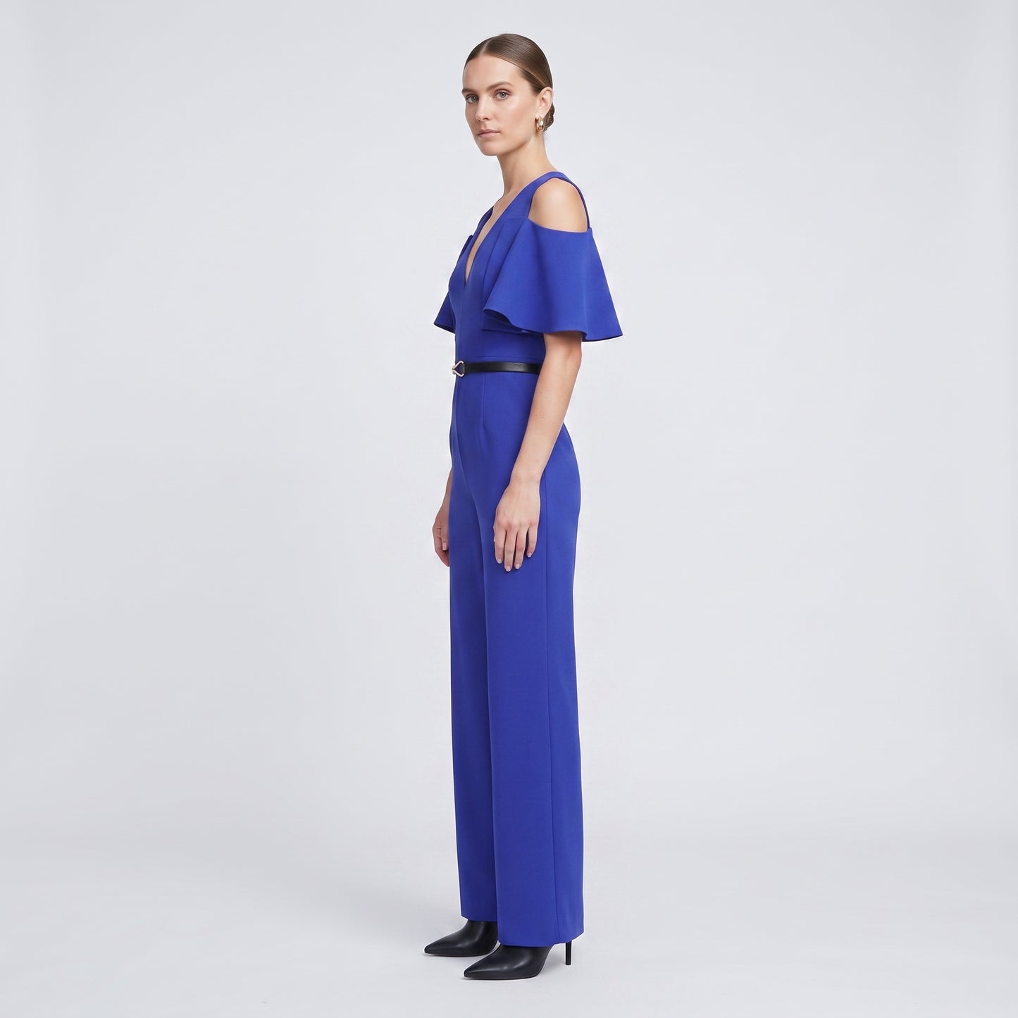 Cobalt Cold-Shoulder Ruffle Jumpsuit