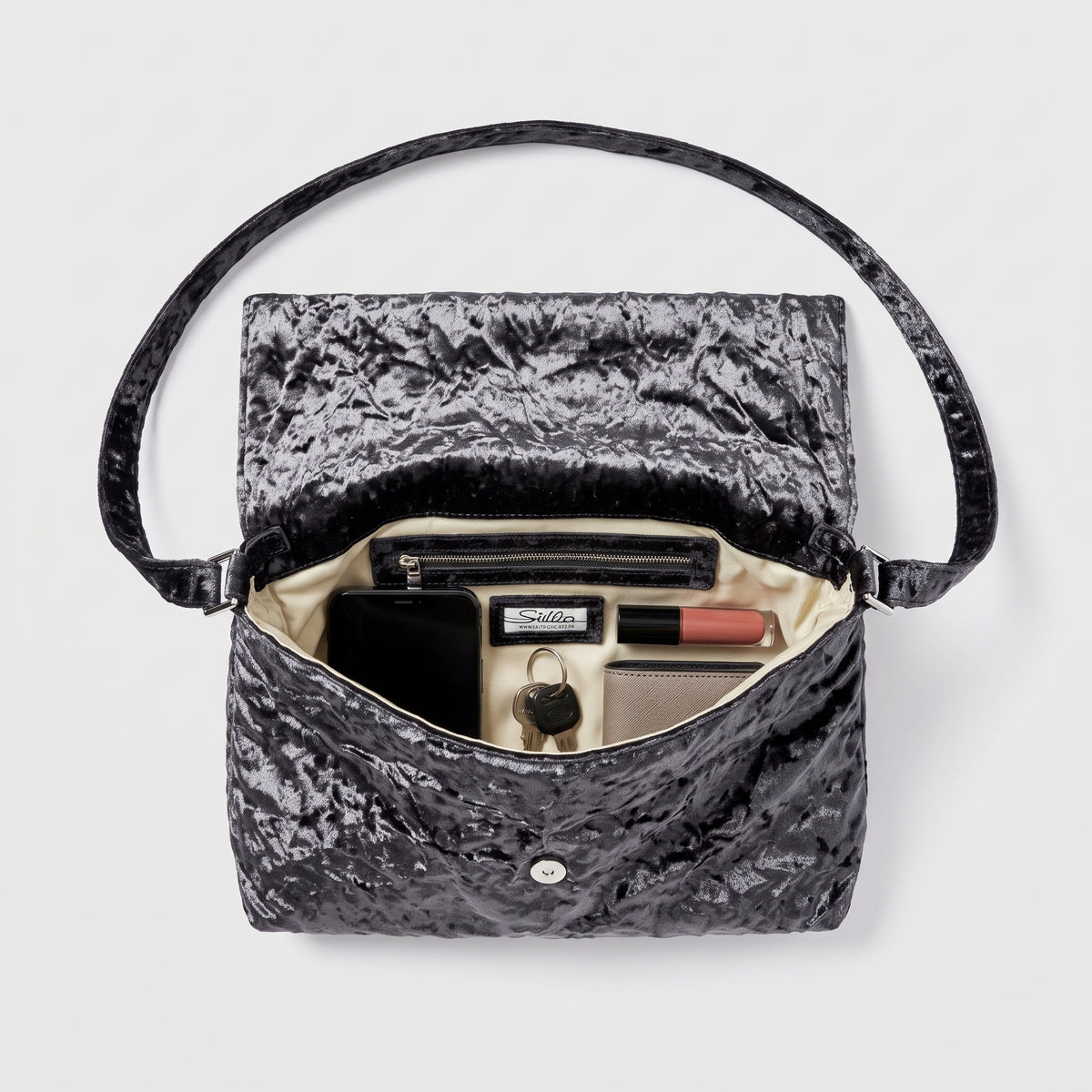 Crushed Velvet Shoulder Bag