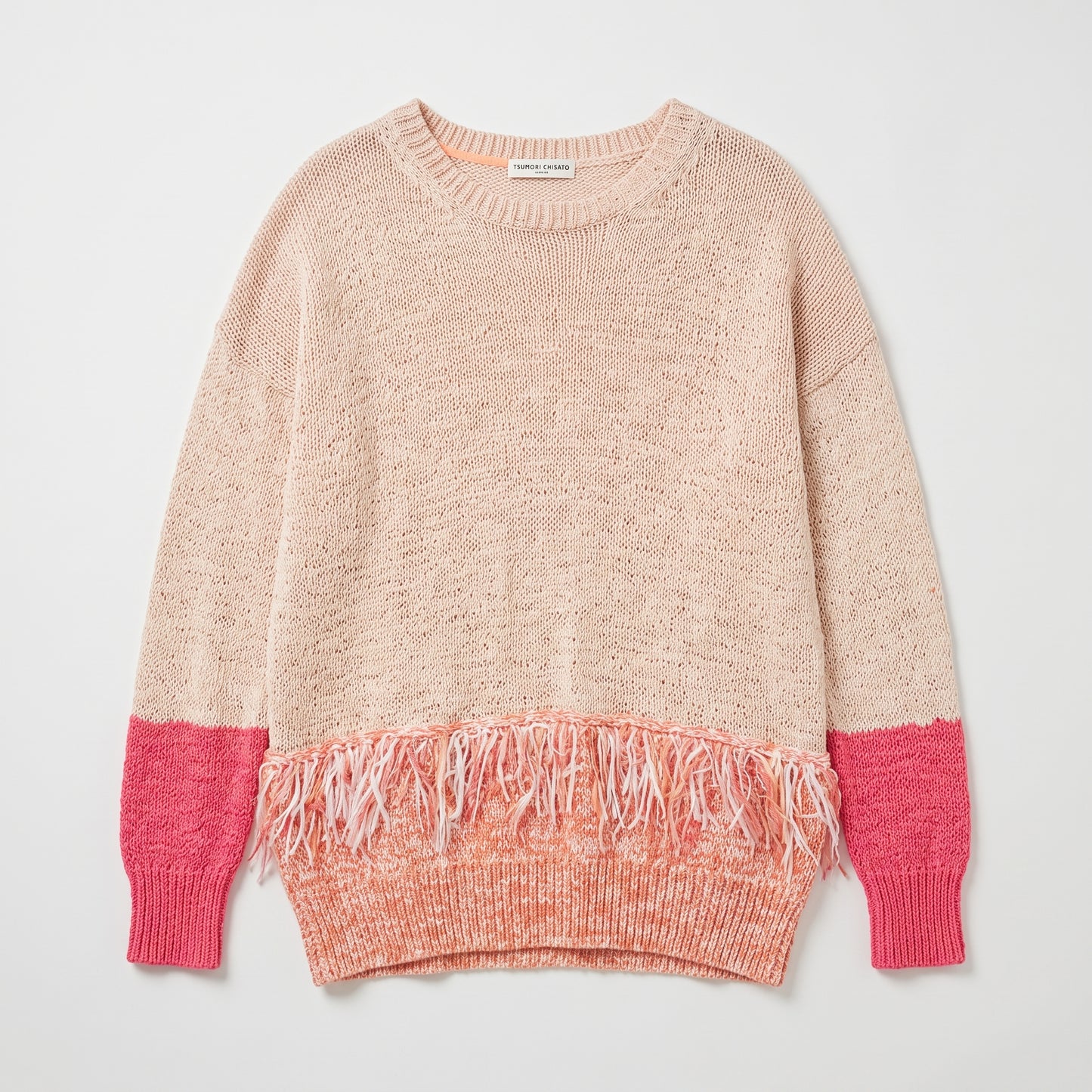 Fringed Color-Block Knitted Sweater