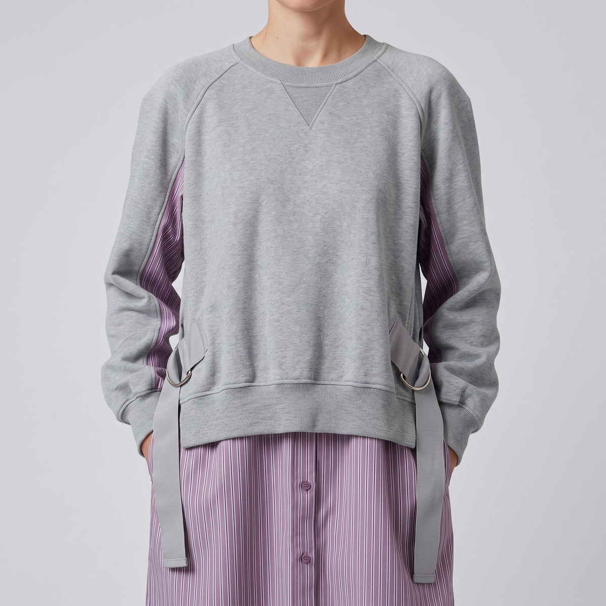 Hybrid Striped Sweatshirt Dress