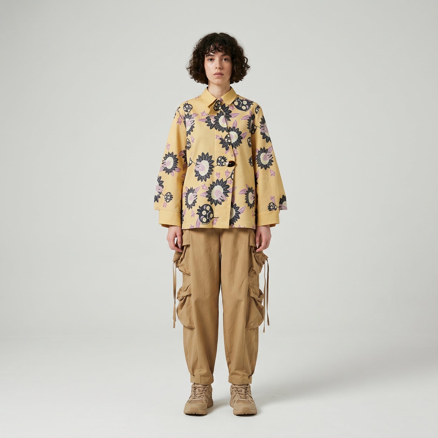 Floral Print Structured Shirt Jacket