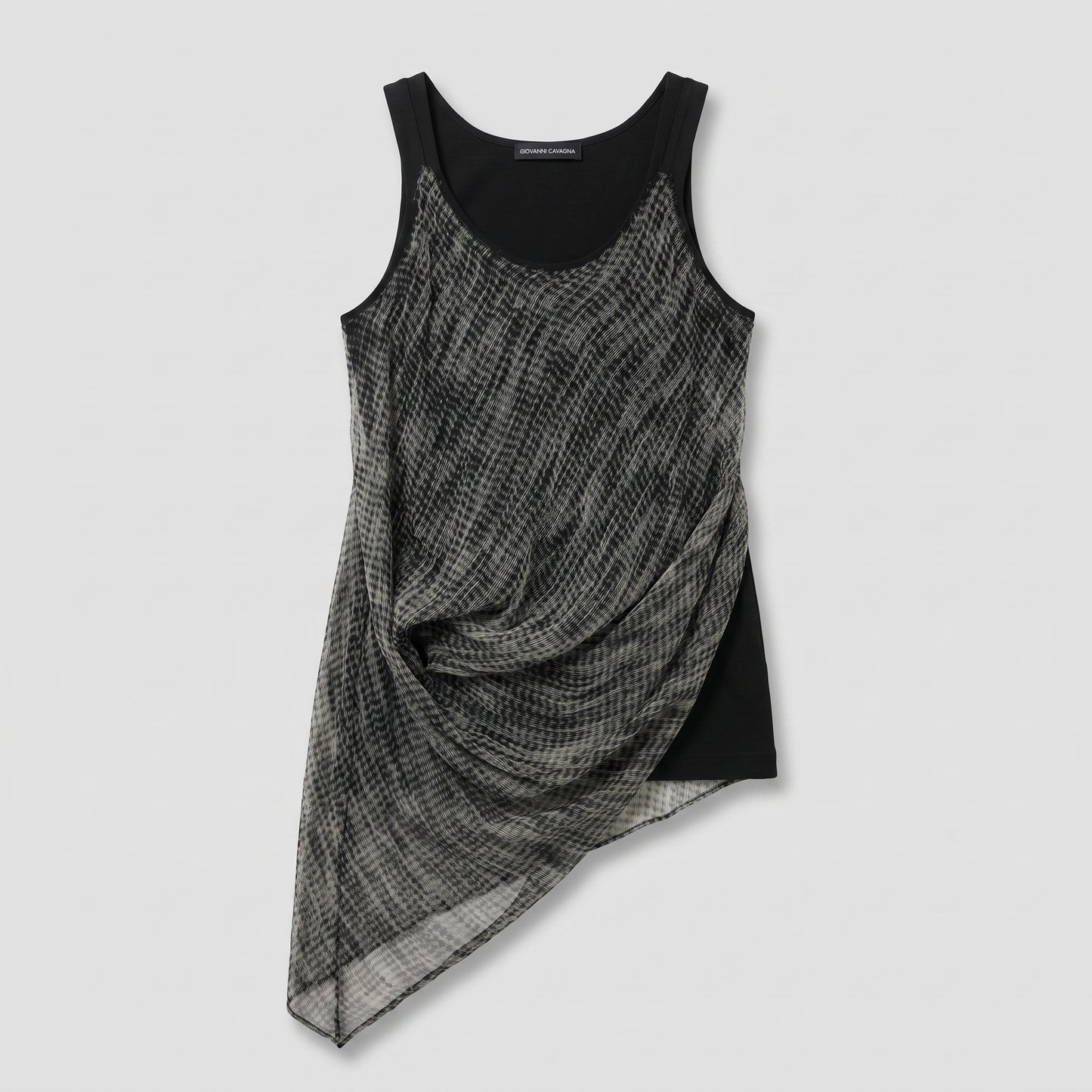 Draped Asymmetrical Overlay Tank Top