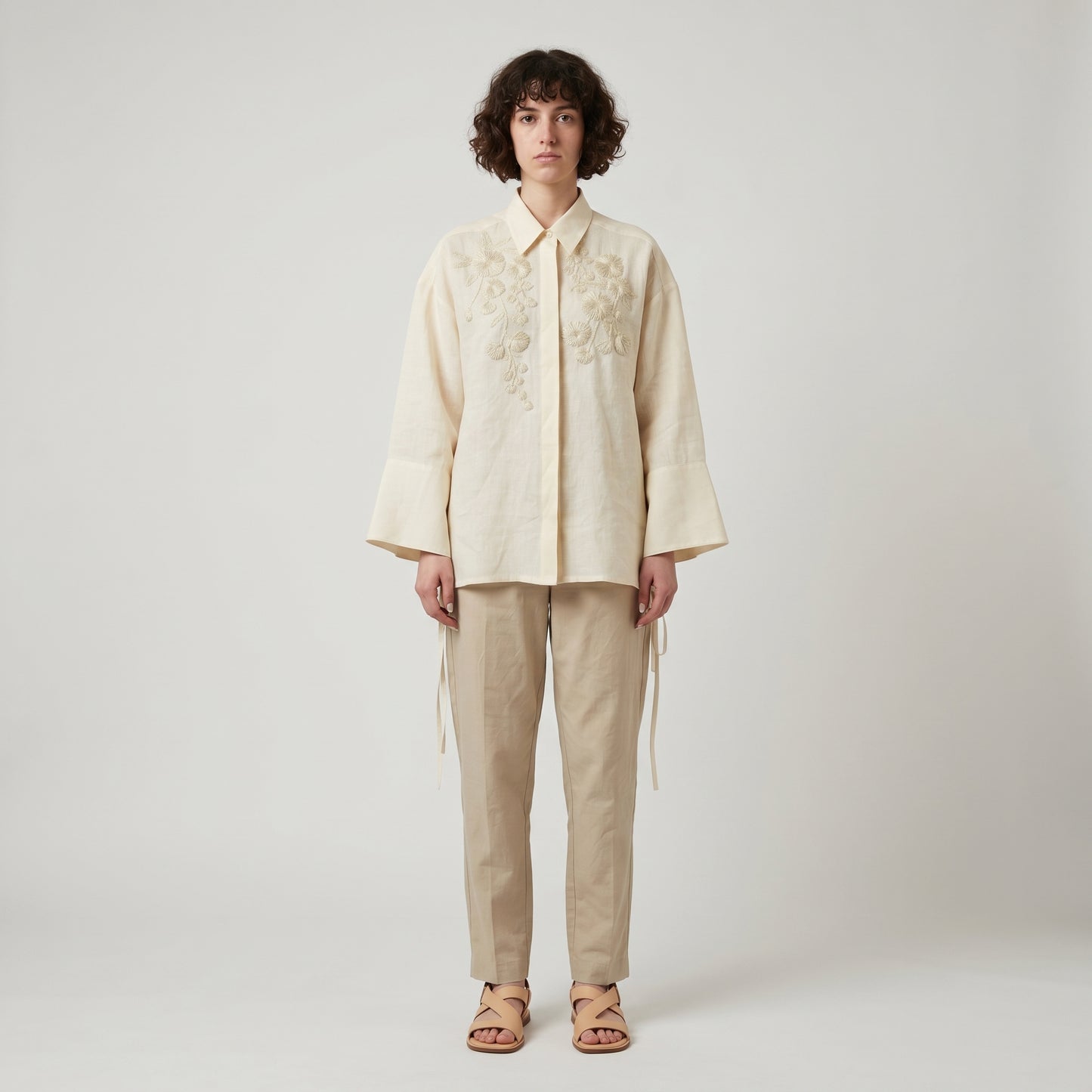 Embroidered Linen Relaxed Shirt