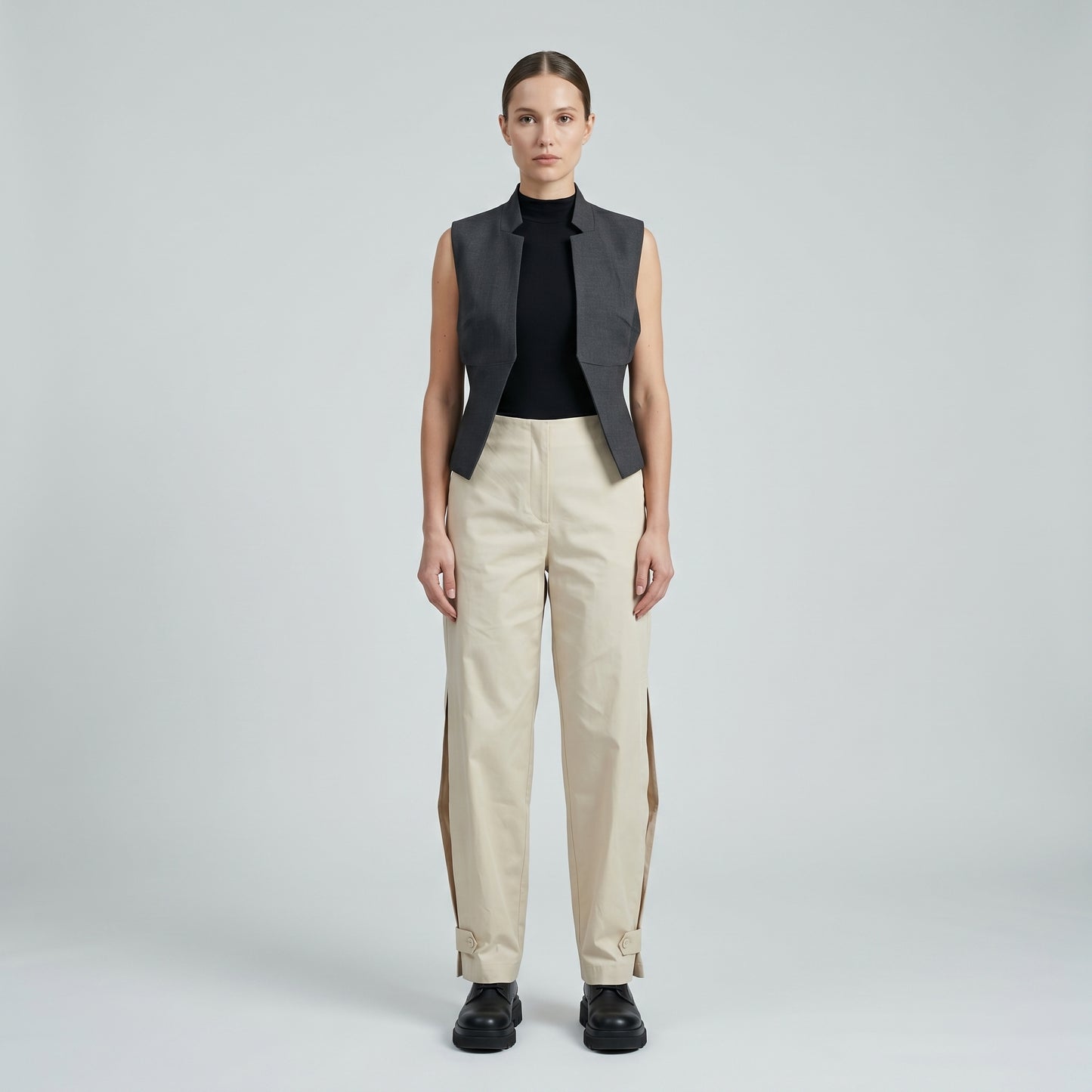 High-Waisted Split-Ankle Trousers