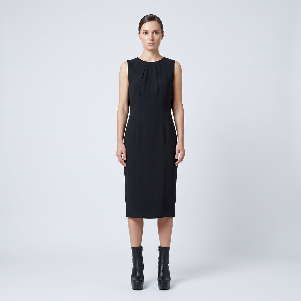 Tailored Sleek Black Sheath Dress