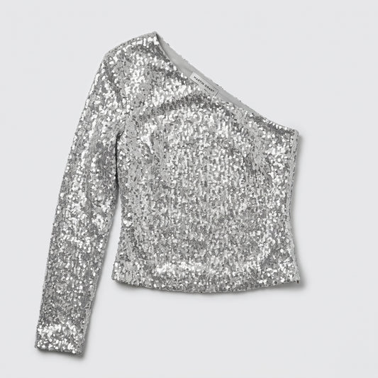 One-Shoulder Sequin Evening Top