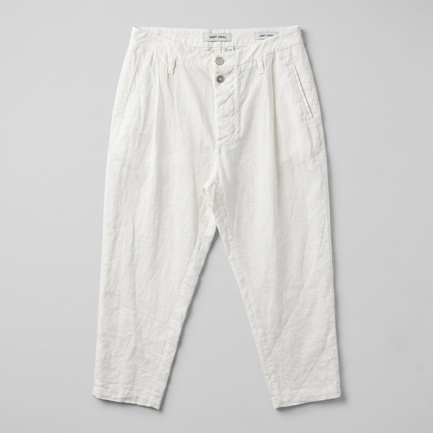 Relaxed Tailored White Linen Trousers