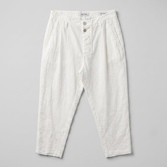 Relaxed Tailored White Linen Trousers