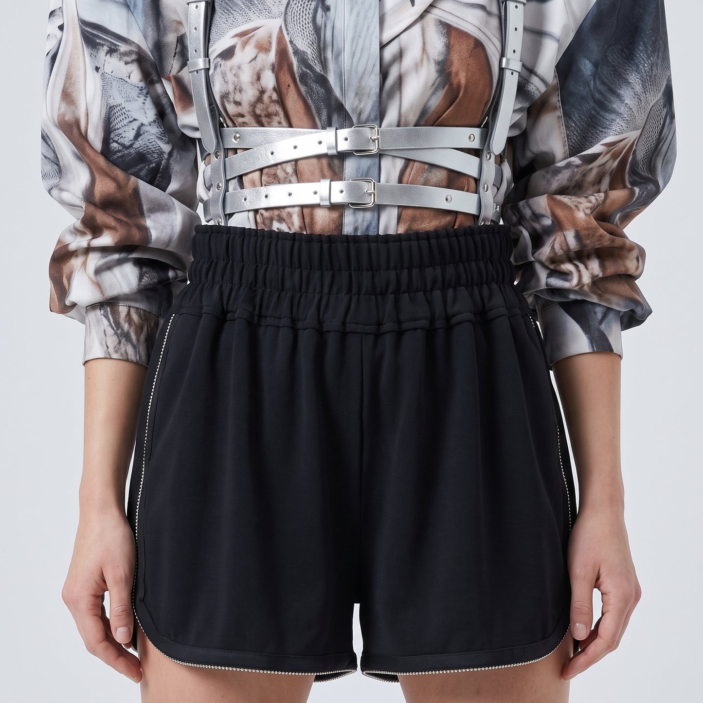 Elegant Embellished High-Waisted Shorts