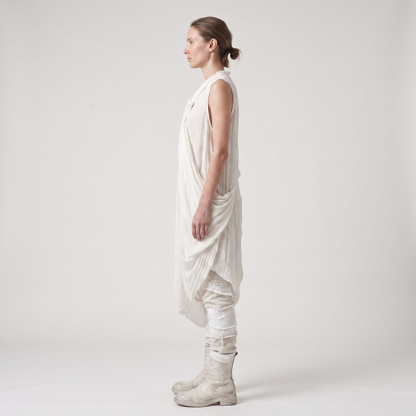Draped Sleeveless Linen Tunic