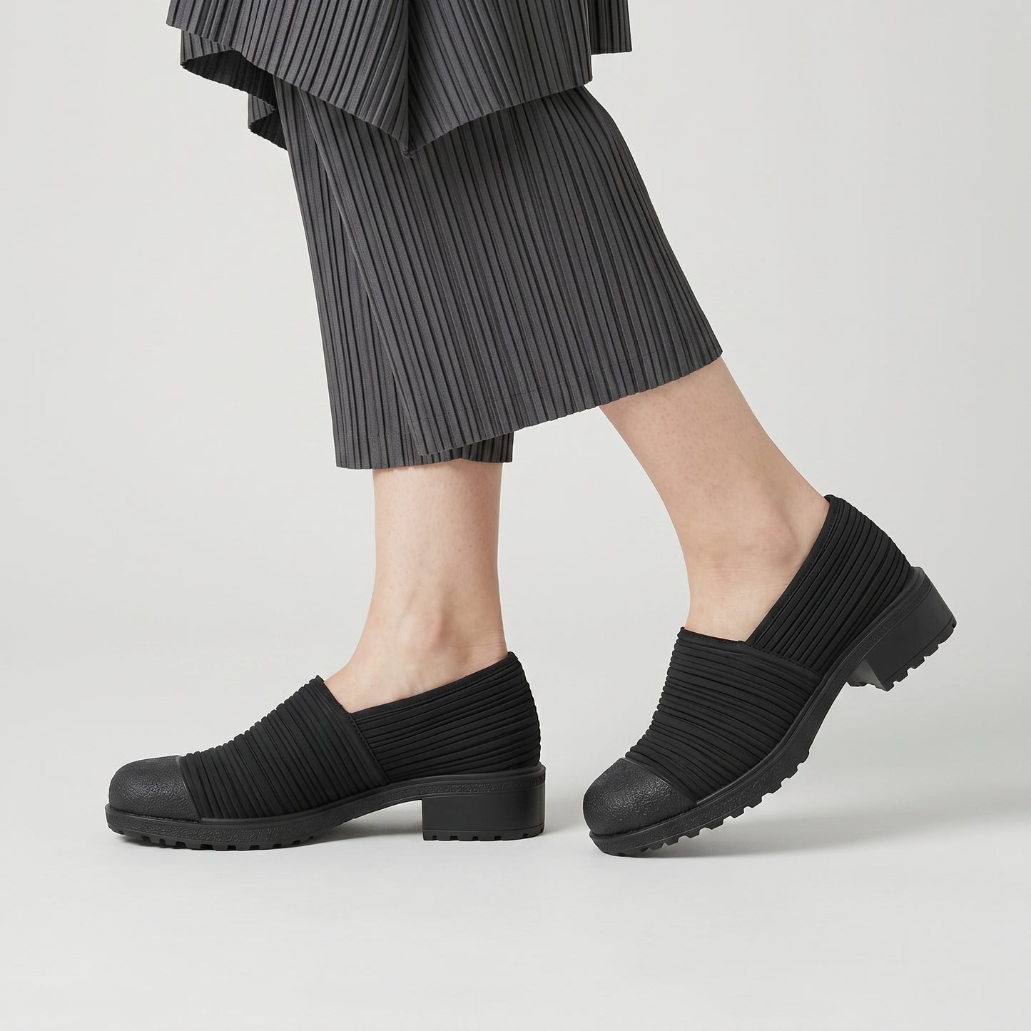Textured Slip-On Platform Shoes