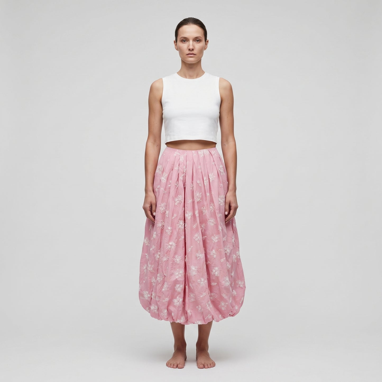 Floral Embroidered Bubble Skirt