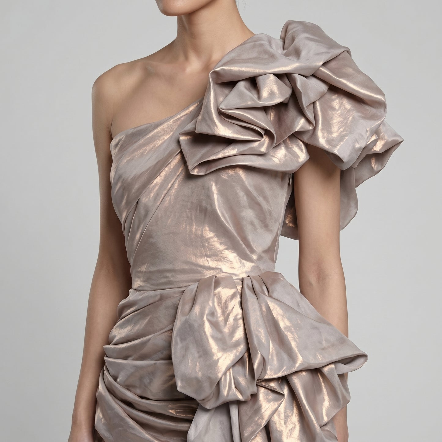One-Shoulder Metallic Mini Dress