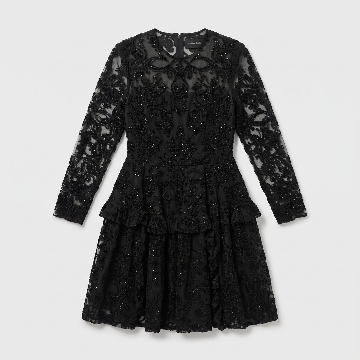 Embellished Sheer Long Sleeve Dress