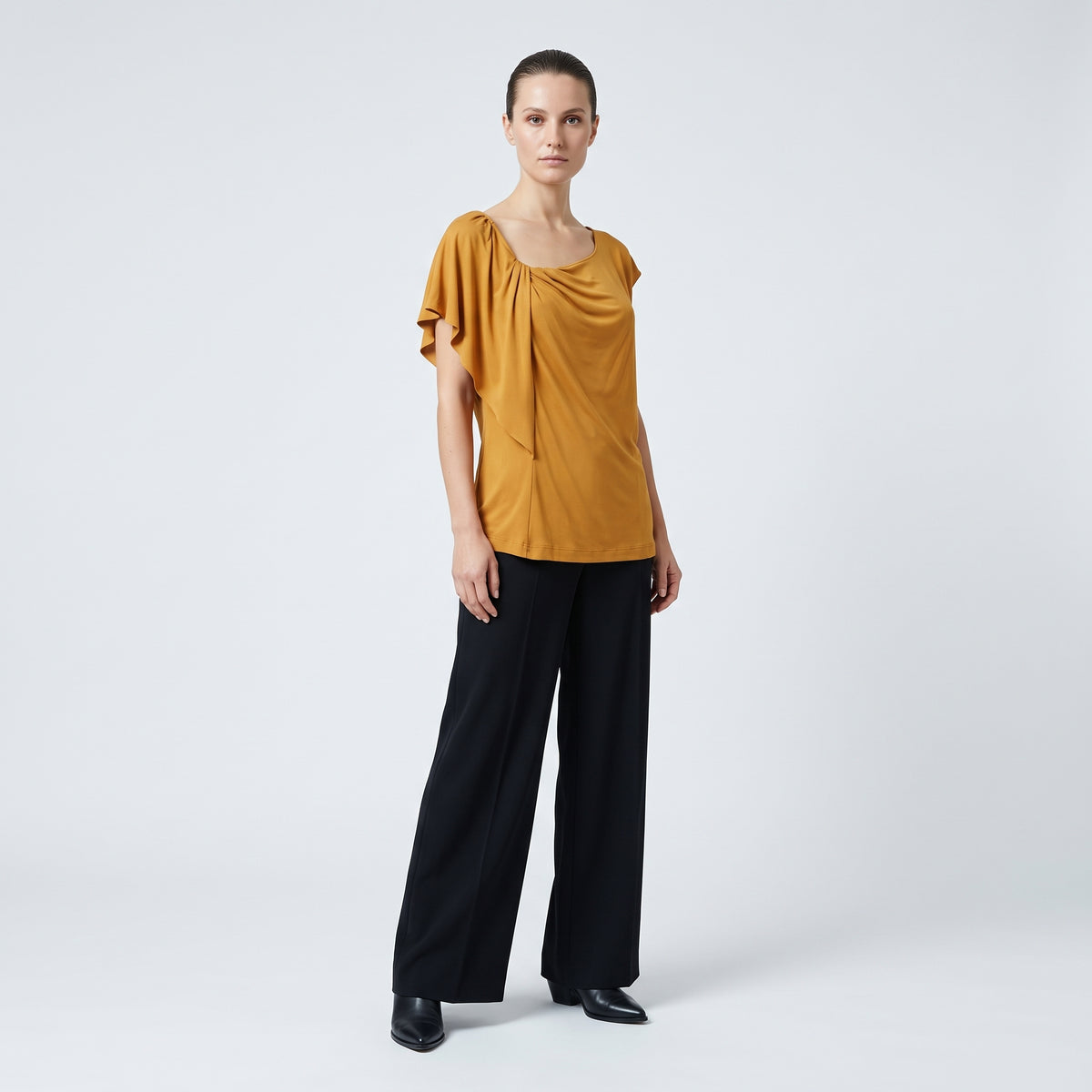 Draped Shoulder Jersey Top