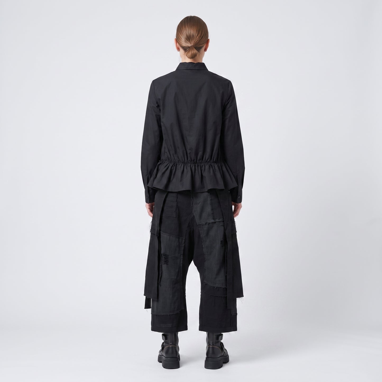 Black Peplum Cotton Shirt