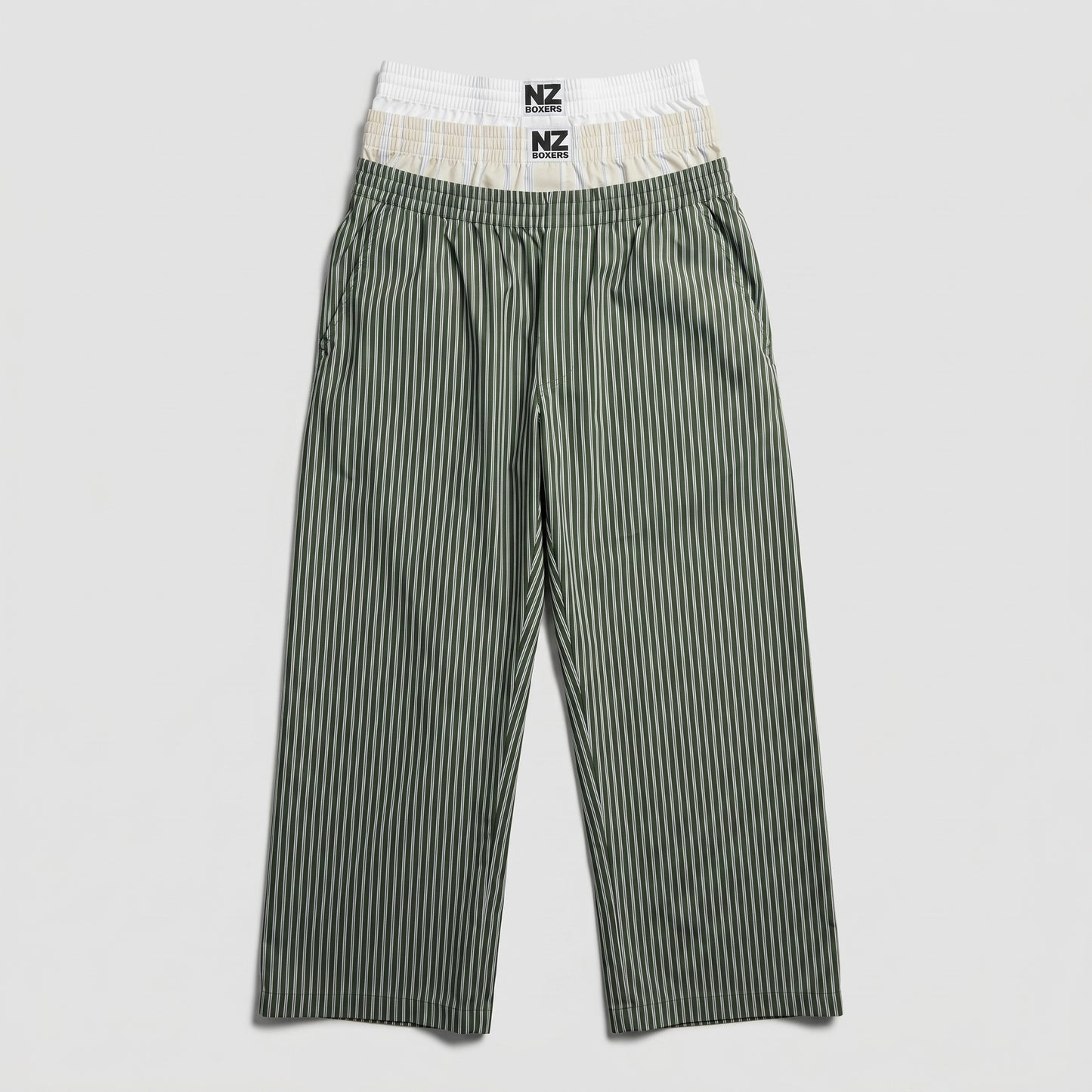 Green Striped Layered Trousers