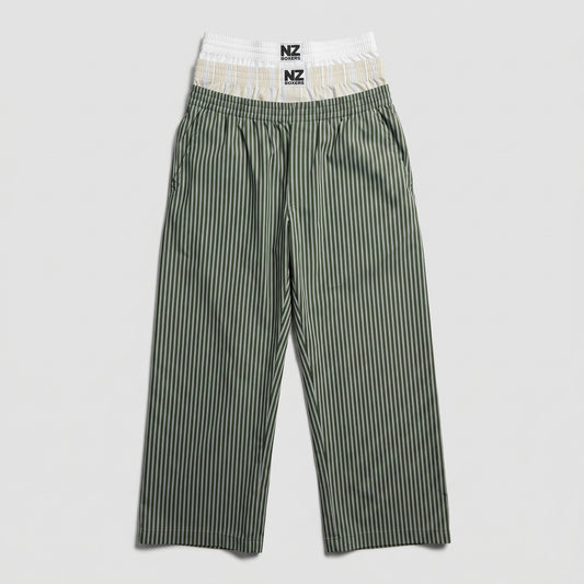 Green Striped Layered Trousers
