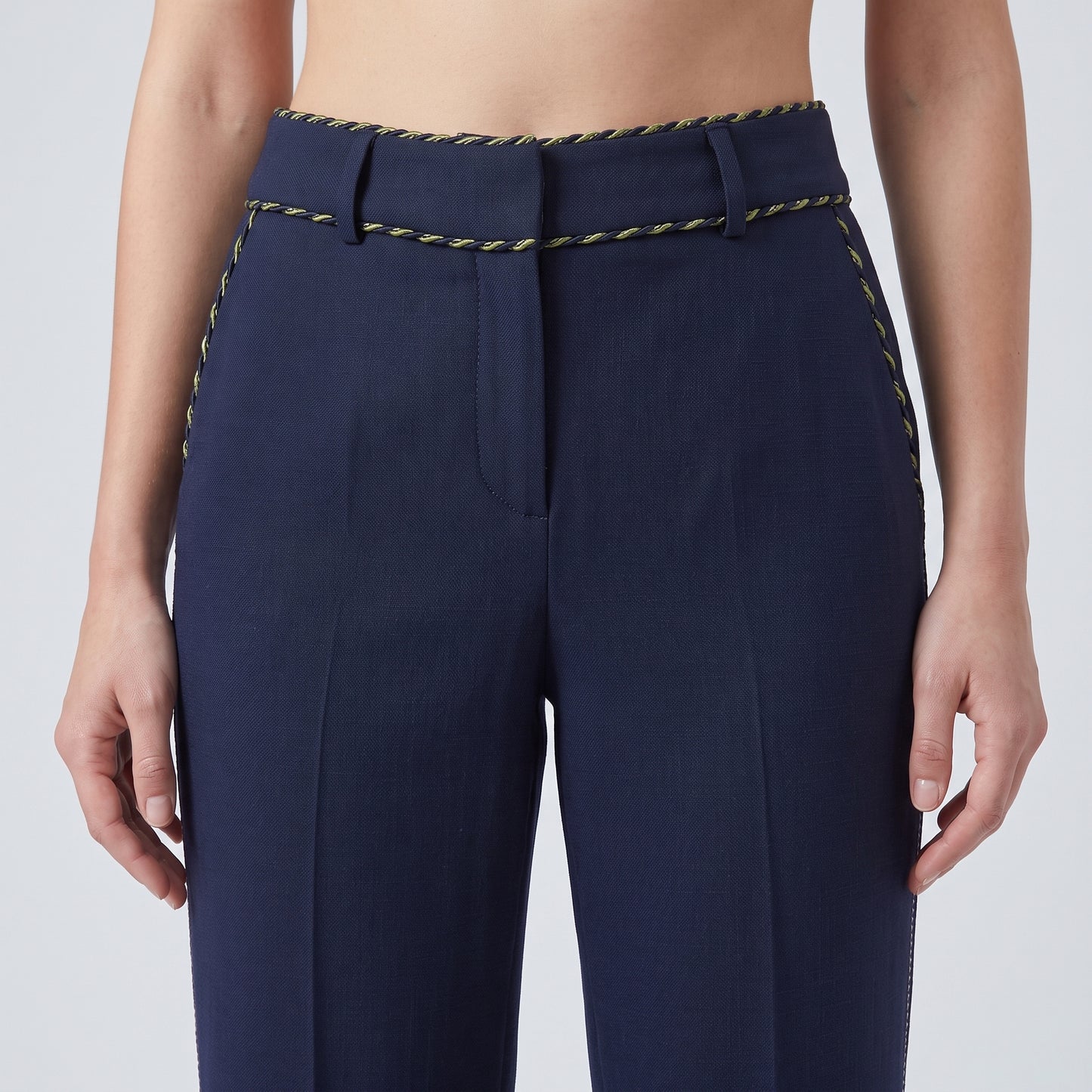 Navy Tailored Contrast Stitch Trousers