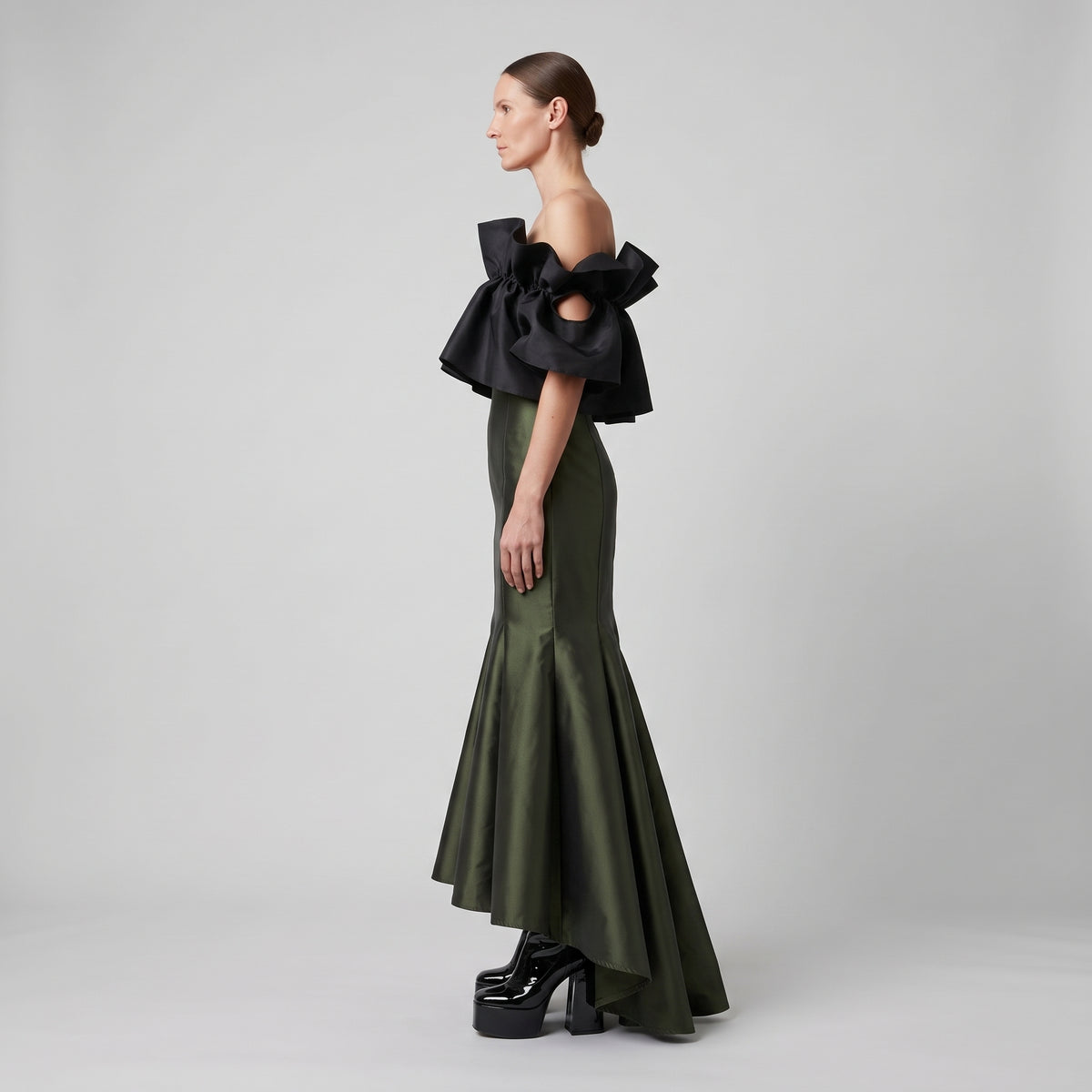 Olive Mermaid Silhouette Skirt