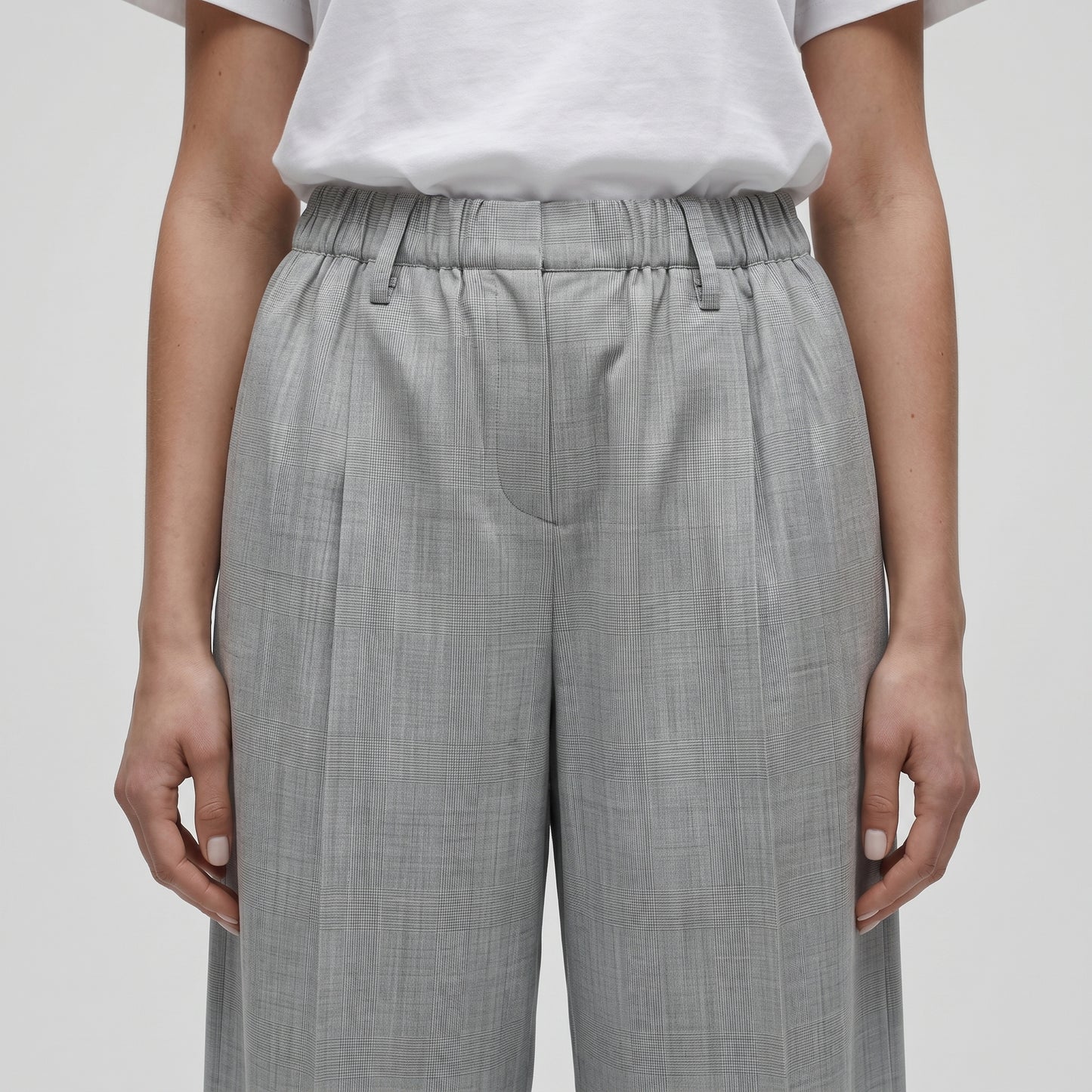 Tailored Wide-Leg Grey Trousers