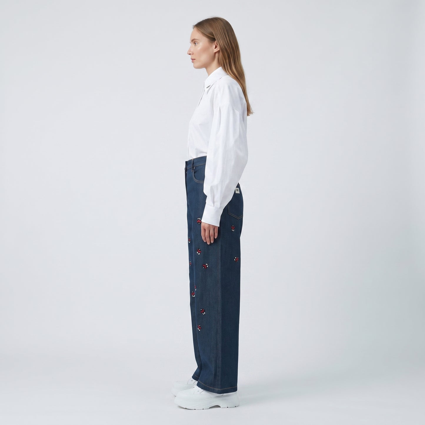 Embroidered High-Rise Denim Jeans