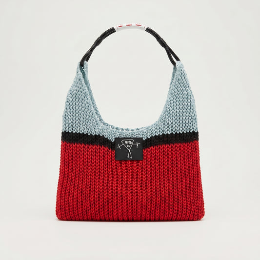 Tricolor Knit Shoulder Bag