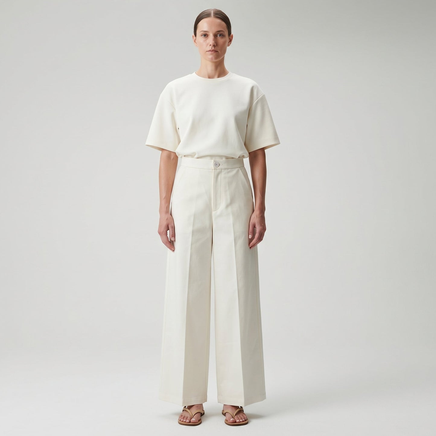 High-Waisted Tailored Wide Trousers