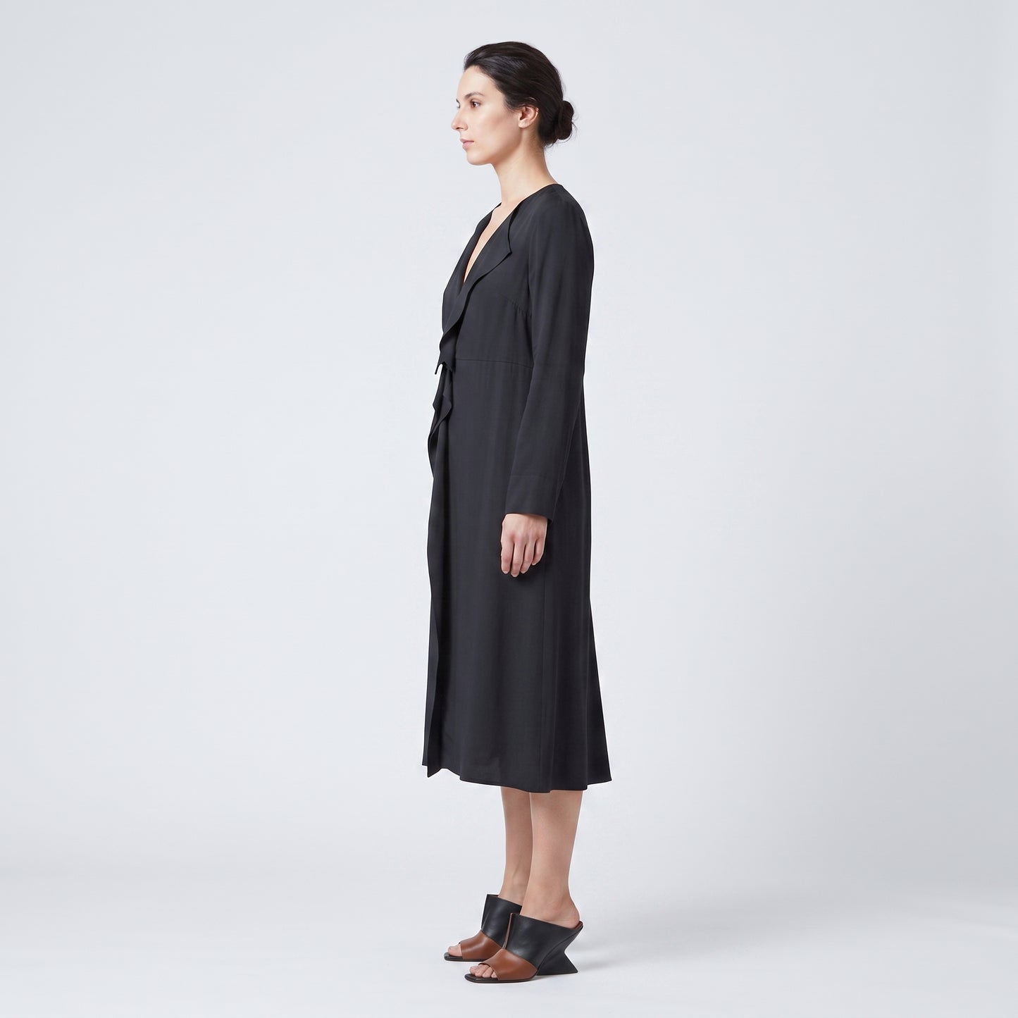 Black Ruffled Lapel Coat
