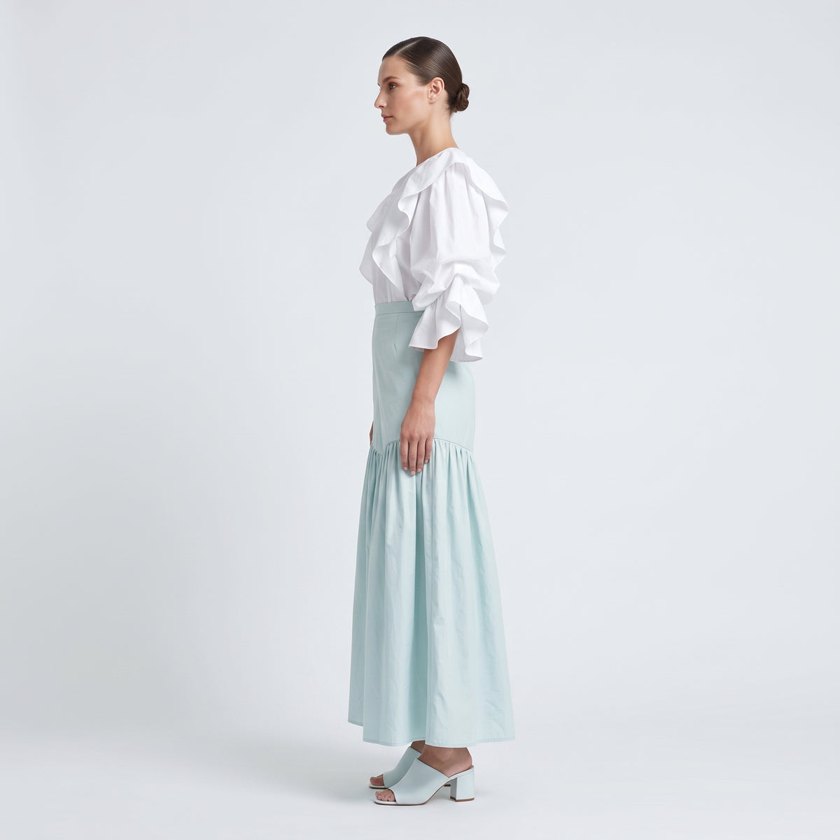 Mint Pleated Wide-Leg Trousers